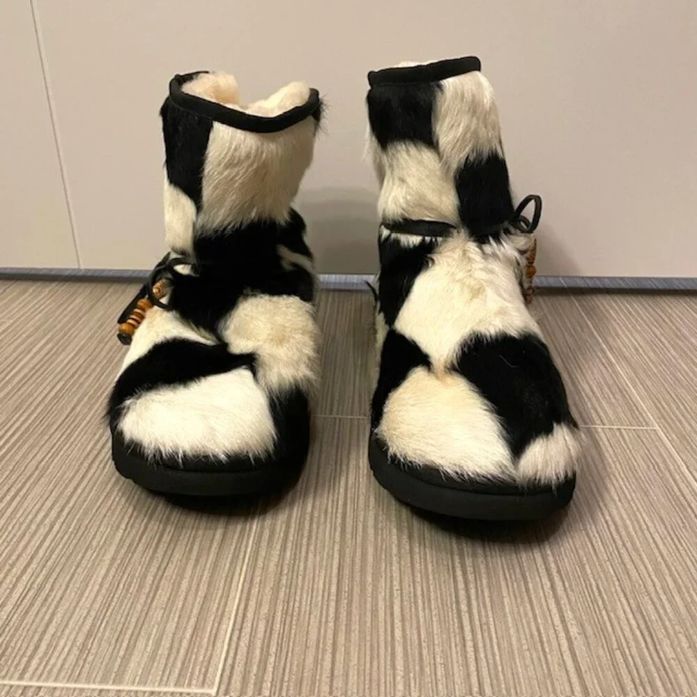NEW AU&MU Sheepskin Fur Fuzzy Winter Snow Boots Women's Size 11